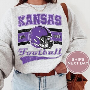 Kansas Football Sweatshirt, Vintage Kansas Crewneck, Retro Kansas Sweatshirt, Kansas Varsity Sweatshirt, Kansas Long Sleeve