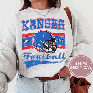 Kansas Sweatshirt, Kansas Football Sweatshirt, Lawrence Kansas Vintage Crewneck, Retro Kansas Sweatshirt, Kansas Football College