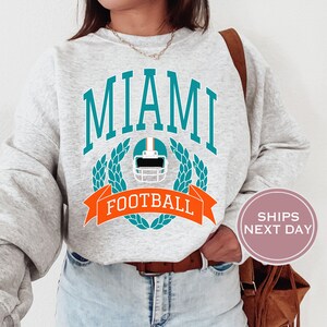 Miami Football Sweatshirt, Vintage Miami Crewneck, Retro Miami Sweatshirt, Miami Varsity Sweatshirt, Miami Long Sleeve