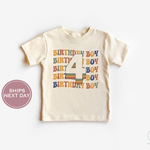 Fourth Birthday Shirt - Birthday Boy Shirt - Four Ever Young Birthday Shirt - Retro Birthday Toddler Shirt - Birthday 4 Shirt