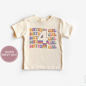 Fourth Birthday Shirt - Birthday Girl Shirt - Four Ever Young Birthday Shirt - Retro Birthday Toddler Shirt - Birthday 4 Shirt