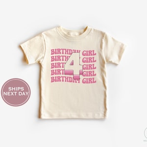 Fourth Birthday Shirt - Birthday Girl Shirt - Four Ever Young Birthday Shirt - Retro Birthday Toddler Shirt - Birthday 4 Shirt