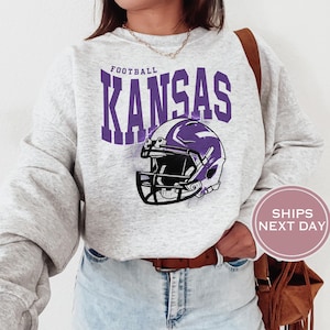 Kansas Football Sweatshirt, Vintage Kansas Crewneck, Retro Kansas Sweatshirt, Kansas Varsity Sweatshirt, Kansas Long Sleeve