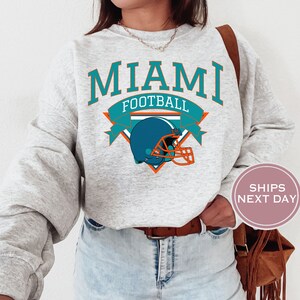Miami Football Sweatshirt, Vintage Miami Crewneck, Retro Miami Sweatshirt, Miami Varsity Sweatshirt, Miami Long Sleeve