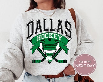 Dallas Sweatshirt - Dallas Hockey Sweatshirt - Retro Dallas Hockey Crewneck - Ice Hockey Sweatshirt - Vintage Dallas Sweatshirt