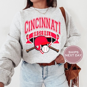 Cincinnati Sweatshirt - Cincinnati Baseball Sweatshirt - Retro Cincinnati Baseball - Vintage Cincinnati Sweatshirt - Cincinnati Crewneck