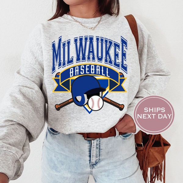 Milwaukee Sweatshirt - Milwaukee Baseball Sweatshirt - Retro Milwaukee Baseball - Vintage Milwaukee Sweatshirt - Milwaukee Crewneck