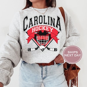 Carolina Sweatshirt - Carolina Hockey Sweatshirt - Retro Carolina Hockey Crewneck - Ice Hockey Sweatshirt - Vintage Carolina Sweatshirt