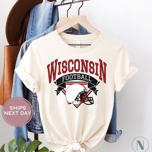 Retro Wisconsin Football Shirt, Vintage Wisconsin Football Tee, Madison Wisconsin T-Shirt, College Football Shirt