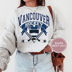 Vancouver Sweatshirt - Vancouver Hockey Sweatshirt - Retro Vancouver Hockey Crewneck - Ice Hockey Sweatshirt - Vancouver Game Day