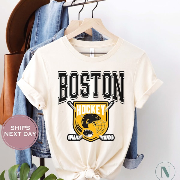 Retro Boston Hockey Shirt, Vintage Boston Hockey Tee, Throwback Boston Hockey T-Shirt, Boston Toddler Shirt