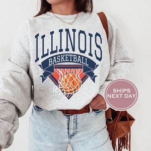 Illinois Sweatshirt - Illinois Basketball Sweatshirt - Urbana-Champaign Illinois Crewneck - Retro Illinois Sweatshirt - College Basketball