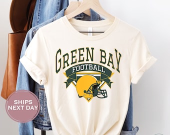 Camiseta de fútbol de Green Bay, camiseta de fútbol retro de Green Bay, camiseta de fútbol vintage de Green Bay, camiseta de mujer de Green Bay, camiseta de niño de Green Bay