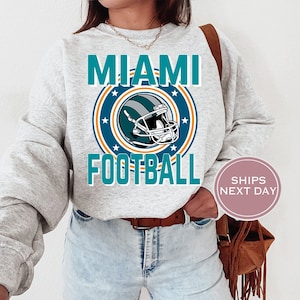 Miami Football Sweatshirt, Vintage Miami Crewneck, Retro Miami Sweatshirt, Miami Varsity Sweatshirt, Miami Long Sleeve
