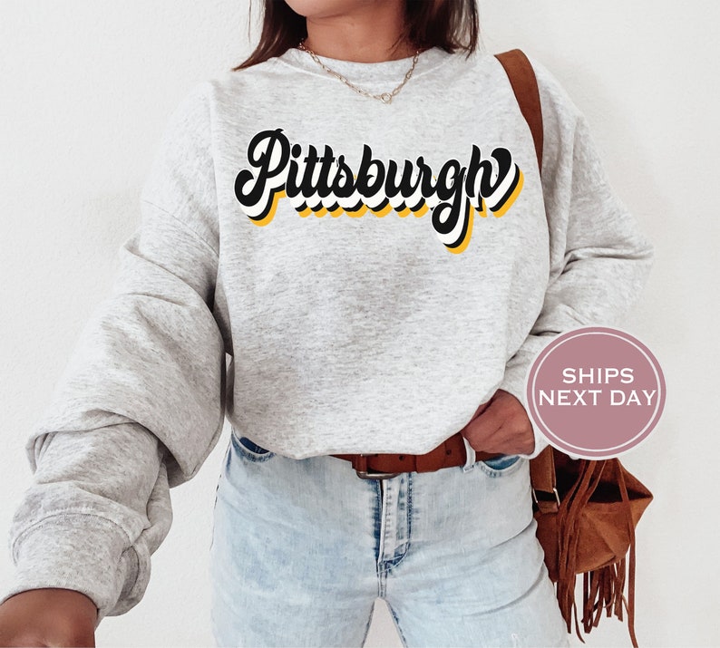 Pittsburgh Sweatshirt Pittsburgh Hockey Sweatshirt Retro Pittsburgh Hockey Crewneck Ice Hockey Sweatshirt Pittsburgh Game Day image 1