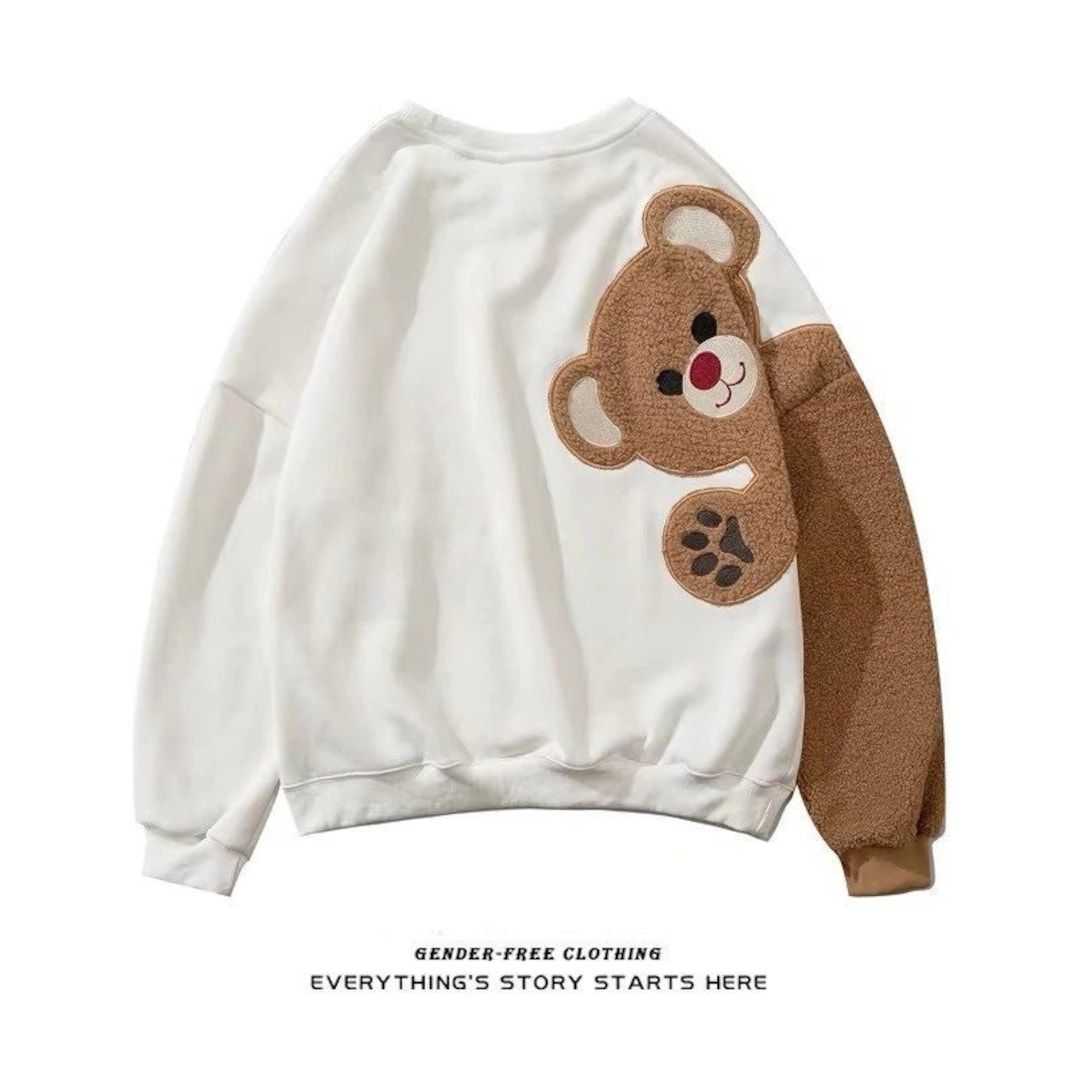 Harajuku Streetwear Teddy Bear Fleece Jacket Brown / L