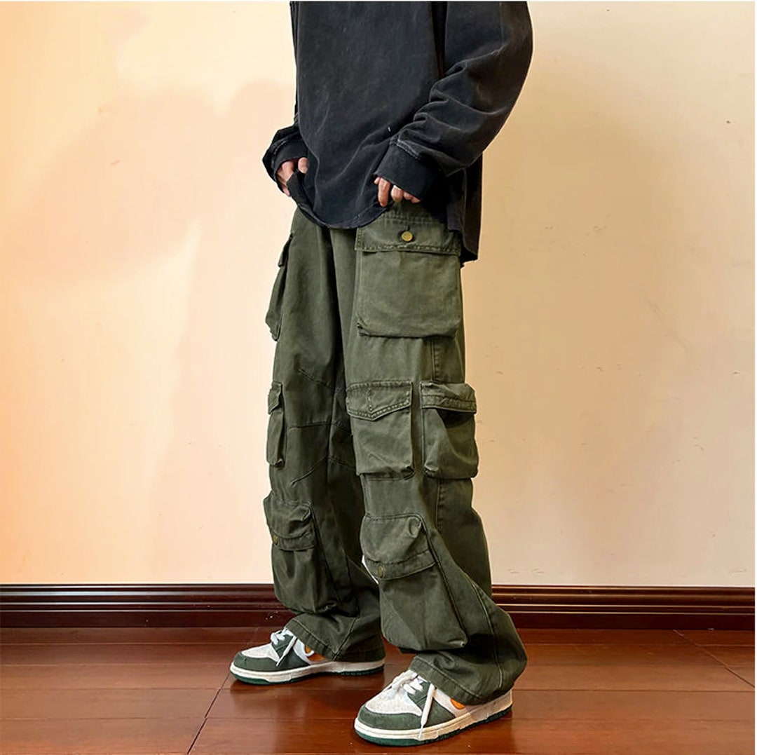 Cargo Army Green Black Pant Trousers Bottoms Harajuku Work Etsy