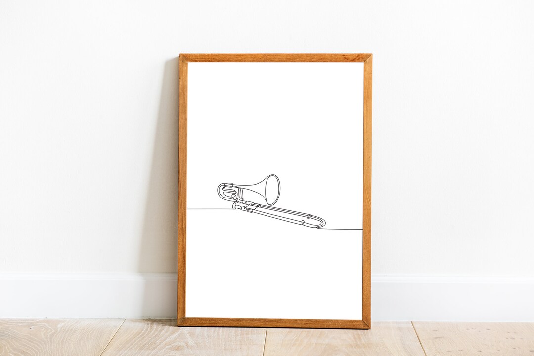 Trombone Line Art Poster Minimalist Music Poster Art Etsy