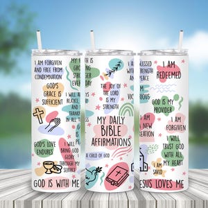Christian Affirmation Tumbler, Lid and Straw Tumbler,  Gifts For Women, Religious Gifts For Women, Religious Tumbler,  Christian Tumbler