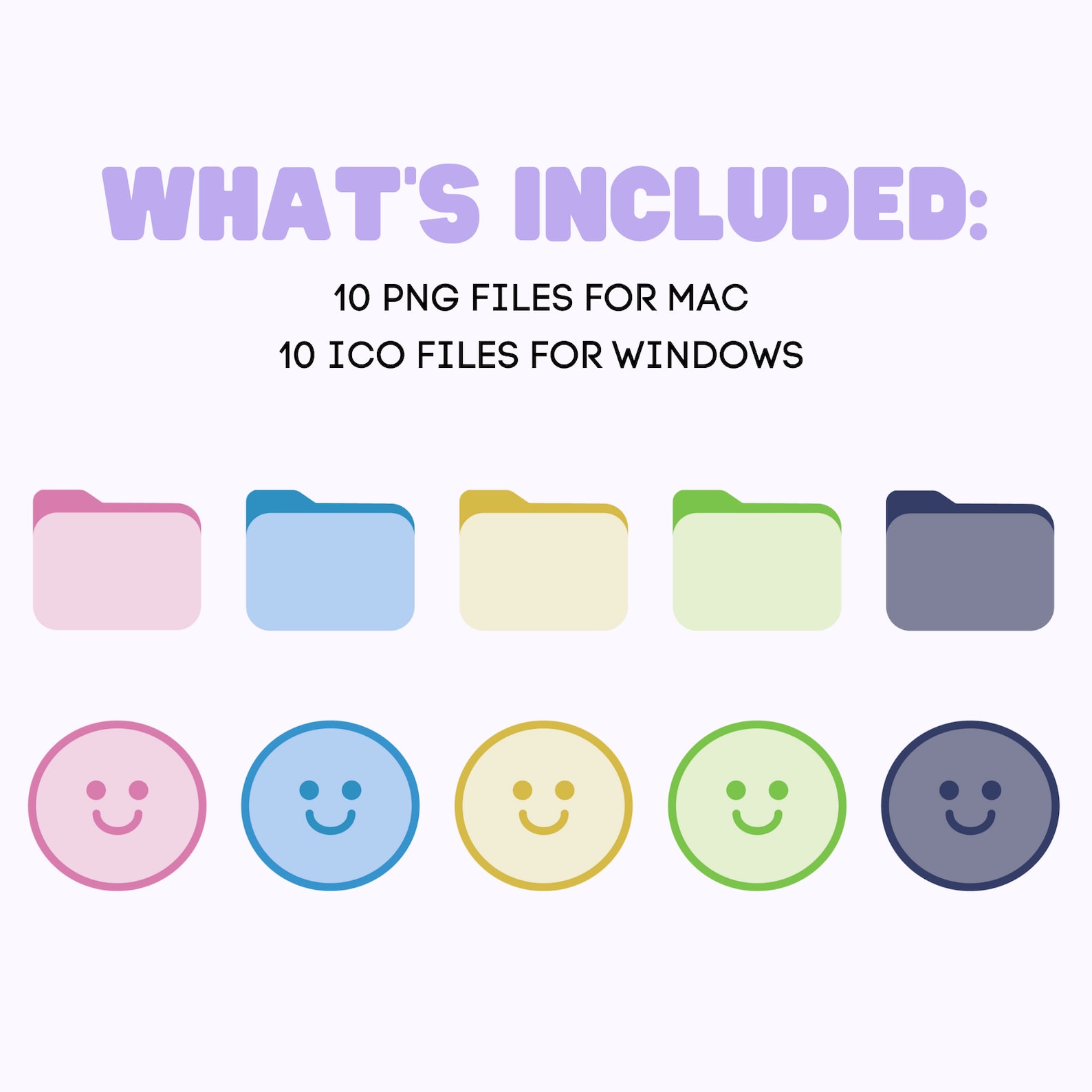 10 Smiley Desktop Icons, Folder Icons