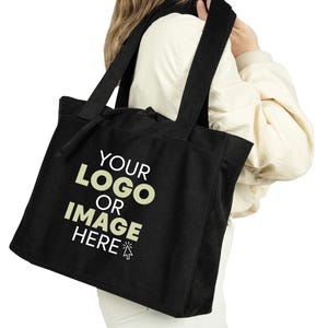 Custom Canvas Tote Bags with Your Logo - 14x12 Cotton Shopping Totes - Bulk Personalized Reusable Bags for Business, Events & Gifts