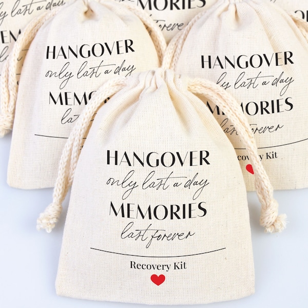 Hangover Only Last A Day Memories Last Forever Bags, Hangover Kit Bags Wedding Recovery Kit Hen Party Bachelorette Birthday Party