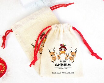 Personalised Santa Pouch Bags , Colorful Drawstring Rope, Personalized Cotton Bags For You, Custom Christmas Gift, Christmas Shopping Bag
