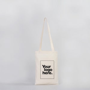 Custom Long Handle Tote Bag, Personalized Shoulder Totes, Promotional Tote Bag, Photo Print Tote Bag, Mini Shopping Bag - Cotton Small Totes