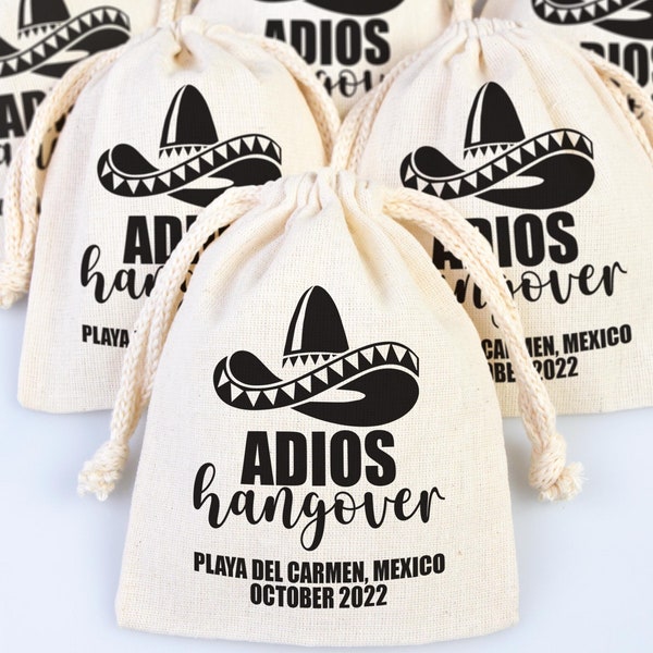 Adios Hangover Kit Bags - Party Recoveryt Kit Bags - Surival kit pouch - Custom Mexico Hangover bags - Bachelorette Party