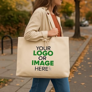 Custom Large Canvas Tote Bags | Personalized Cotton Bags With Your Logo | Bulk Custom Tote Bag | Customizable Logo Shopping Bags