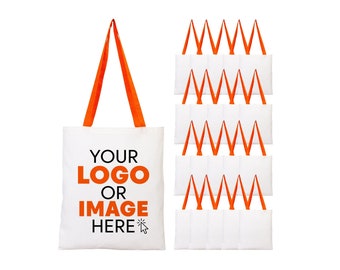 Op maat gemaakte katoenen draagtas van 4 oz met oranje hengsels: gepersonaliseerd logo