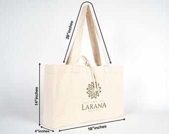 Custom Large Canvas Tote Bag with Logo – Personalized Cotton Shopping Bag – Printed Reusable Promotional Tote – Bulk Wholesale