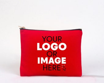 Custom Makeup Bag Bulk - Personalized Cosmetic Clutch Pouch with Logo | Bridesmaid Wedding Favor Makeup Bags