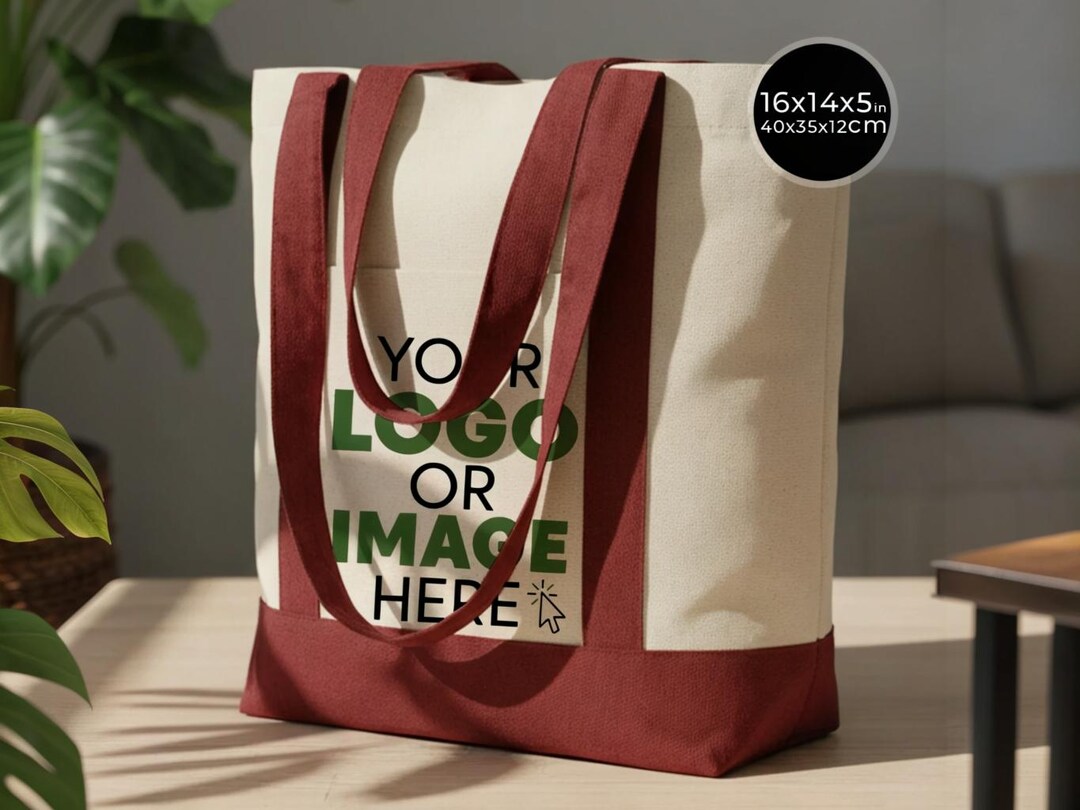 Custom Logo Canvas Tote Bag: Large 12oz Cotton Shopping & Beach Bag - Etsy