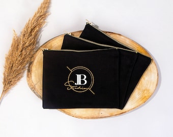 Bolso de mano negro personalizado de 21 x 15 cm, bolso de mano colorido, neceser de maquillaje, neceser de dama de honor, neceser de maquillaje