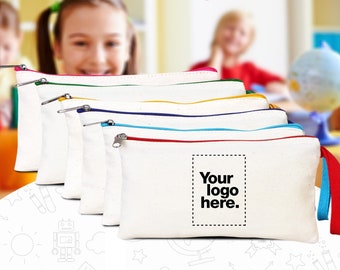 Pencil Case | Personalised Zippered Bag | Zippered Cotton Box | Cosmetic Pouches | Gift bag | Cosmetic Pouch | Custom School gifts With Logo