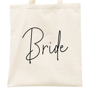 Bride Canvas Bags, Bridal Favor Tote  Bags, Bride Text Cotton Bags For Bridal Party, Bridesmaid Gift, Bride Organic Eco Friendly Bags
