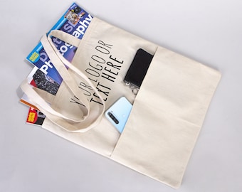 Pack of 8 - Custom Photo Tote Bag with Pockets Personalized Gift