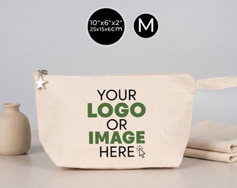 Customizable Canvas Clutch Bag, Logo Makeup Bag, Bridesmaid Gift