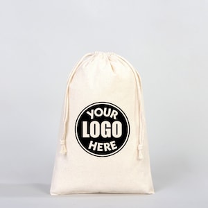 Custom Pouch Bags • 8x12 inches  • Personalized Organic Cotton Mini Favor bag • Custom Muslin Bags • 20 Pieces MINUMUM • Cloth Sack