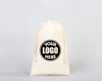 Custom Pouch Bags • 8x12 inches  • Personalized Organic Cotton Mini Favor bag • Custom Muslin Bags • 20 Pieces MINUMUM • Cloth Sack