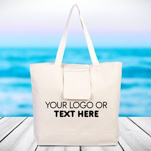 Large Canvas Tote Bag: Personalized Organic Cotton Beach Bag