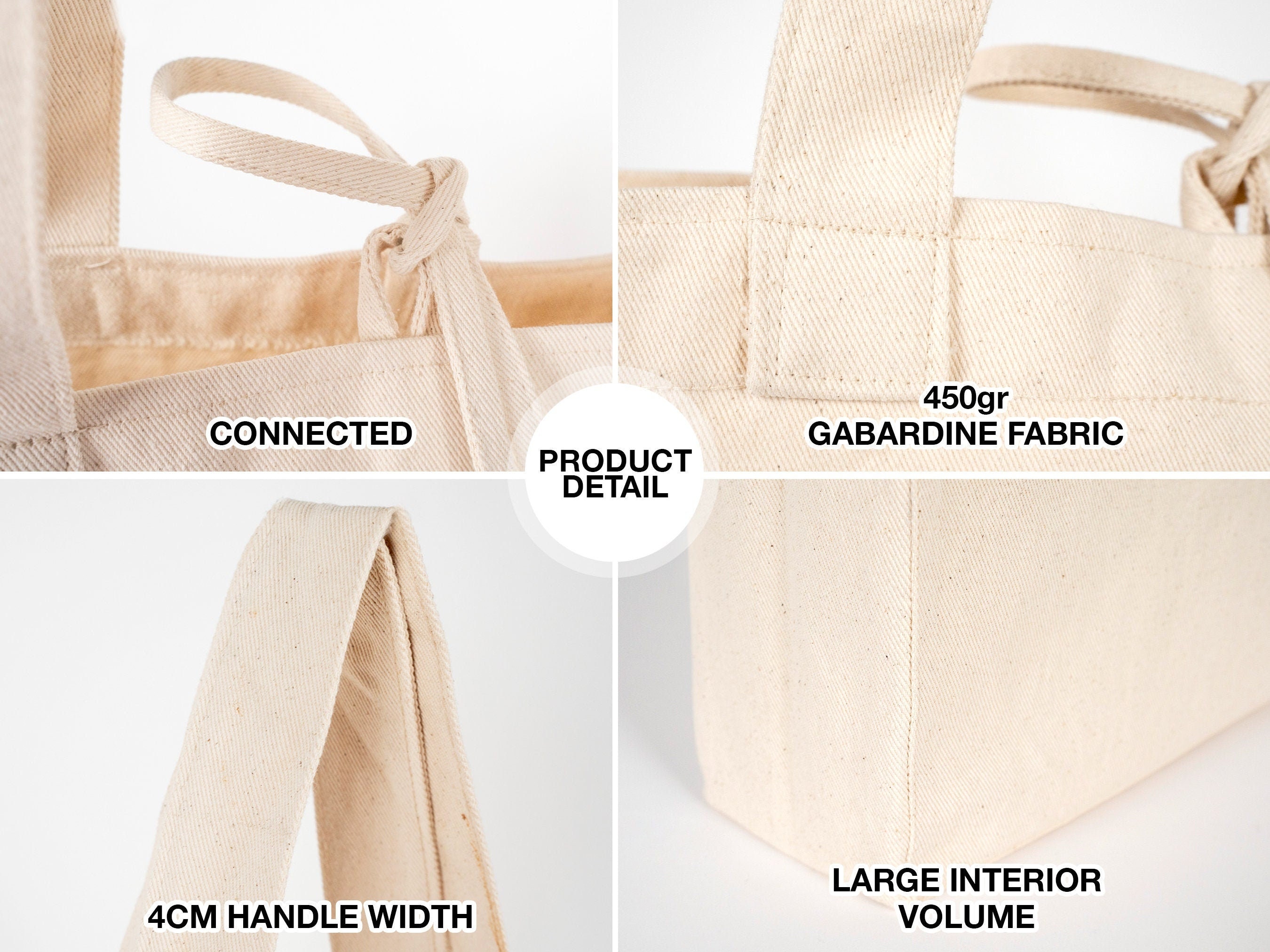Pack of 3 Bulk Custom Canvas Tote Bags – Large Eco Cotton Reusable ...