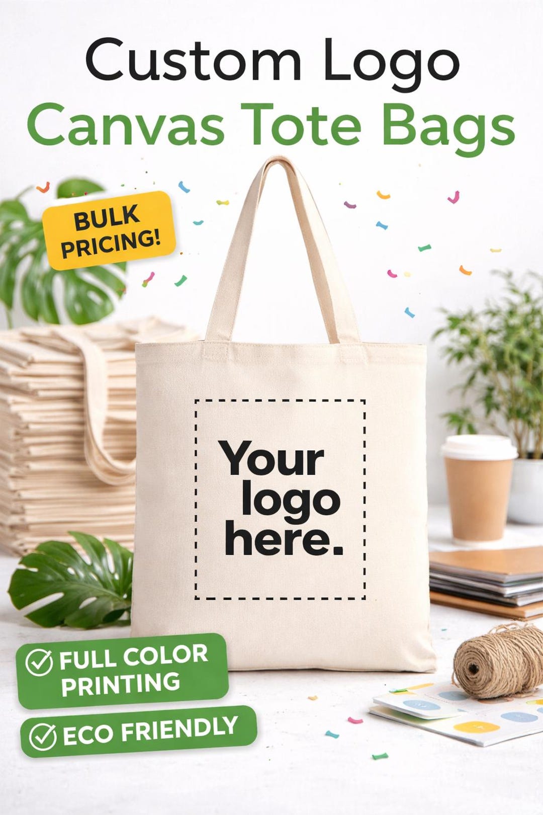 Personalized Canvas Tote Bags With Logo – Reusable Cotton Promotional ...