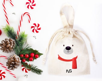 Merry Christmas Favor Bags, Custom Family or Company Bags, Add Logo & Text, Personalized Cotton Bags For You, Promotional, Muslin Bags