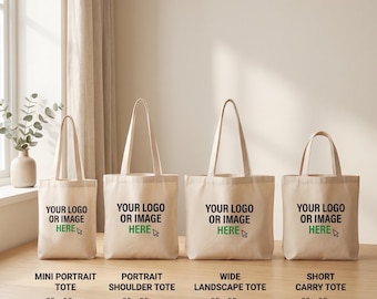 Bolsas de tela personalizadas con logo, al por mayor. Bolsas de lona personalizadas con tu logo, impresión a todo color, 4 tamaños. Tejido de gabardina.