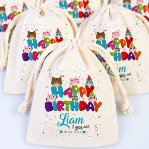 Nome personalizzato, età, data, sacchetti regalo di buon compleanno, sacchetti per feste per il primo compleanno, sacchetti personalizzati - sacchetti regalo personalizzati - Happy For Kids