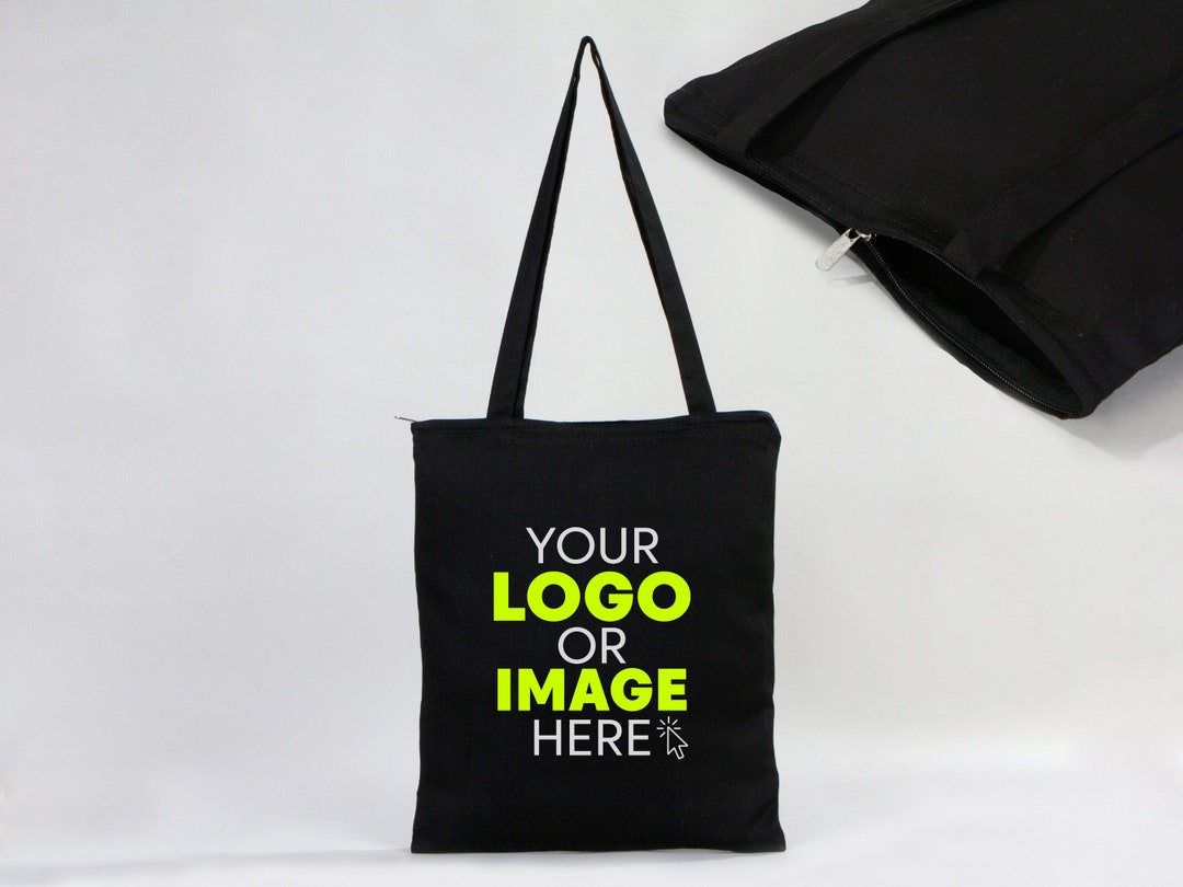 Black Tote Bags With Zip, Custom Tote Bags With Your Logo, Wholesale Custom Promotional Bags