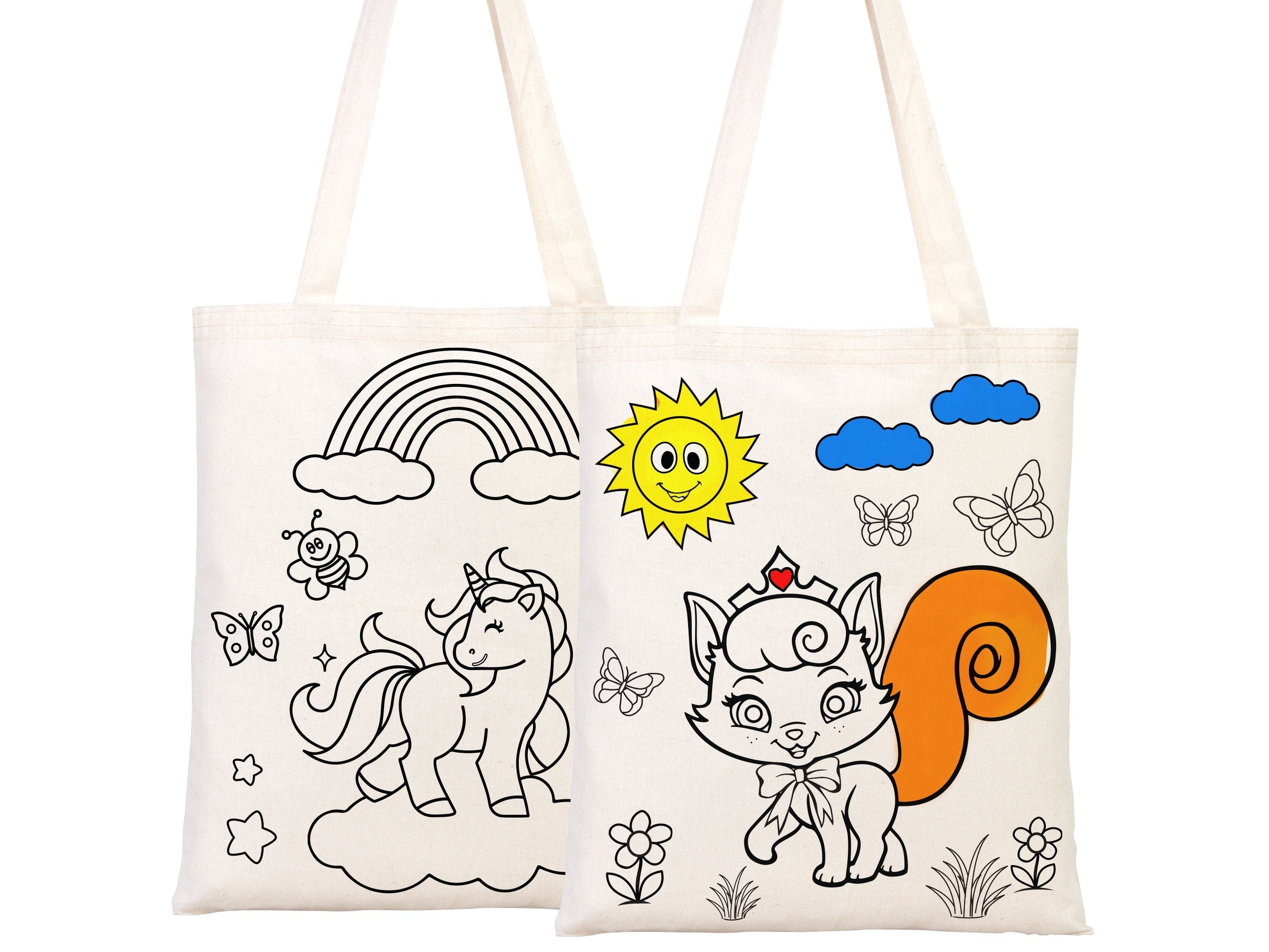 【THE MOZZ】Classic Coloring Tote Bag Coloring Tote Bag, 14x16