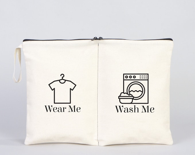 Cotton Travel Laundry Bags – Clean Dirty Organizer Pouch, Wear Wash Lingerie Storage Bag